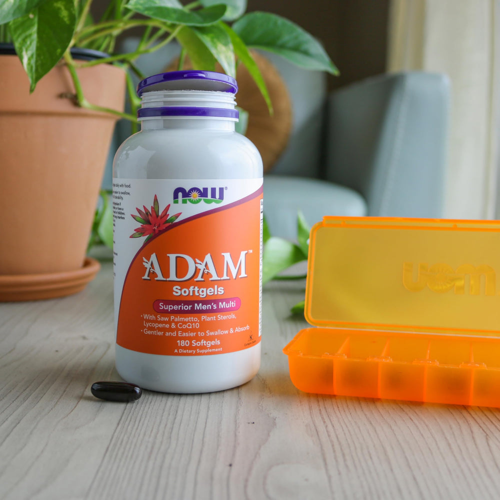 NOW Foods ADAM USA-packaged bottle on a clean countertop