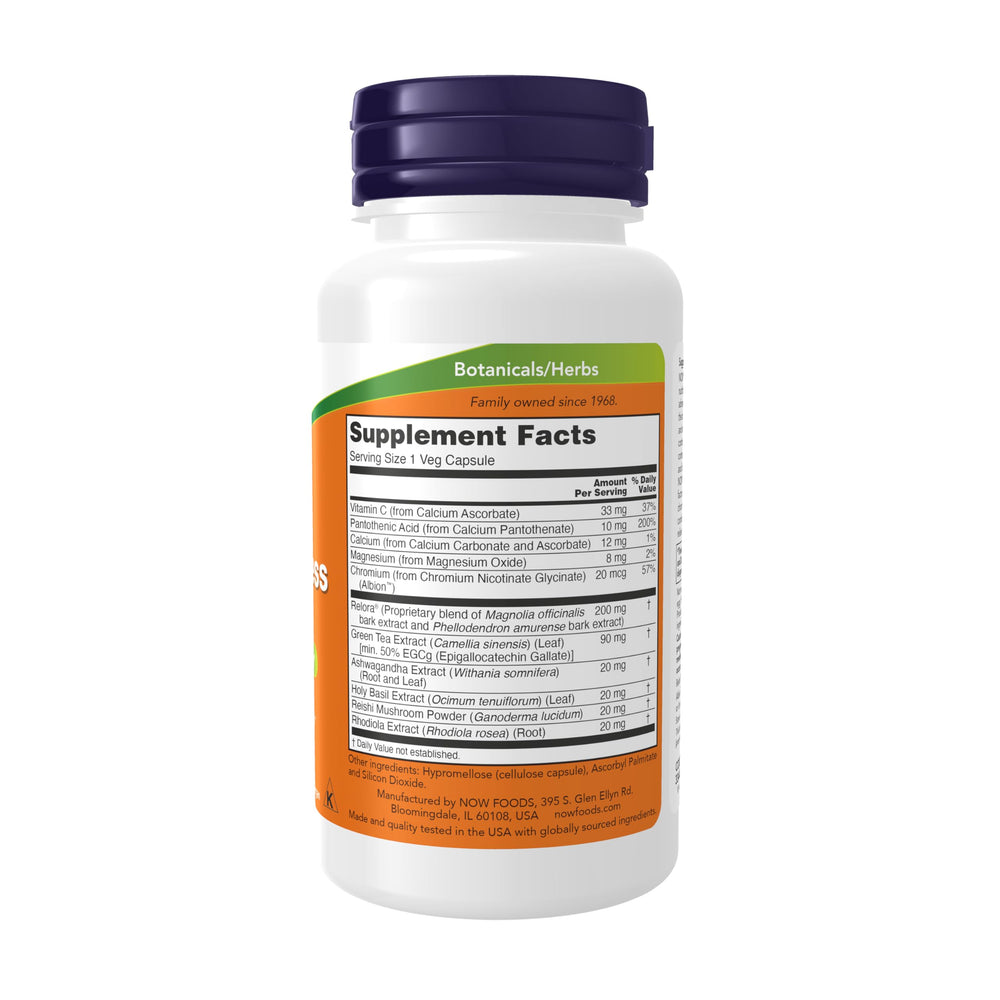 NOW Foods Adrenal Stress Support capsules featuring Relora blend