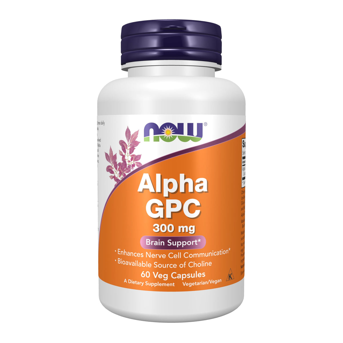 NOW Foods Alpha GPC bottle front for daily cognitive support.
