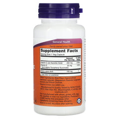 NOW Foods Alpha Lipoic Acid capsules closeup promoting daily wellness and antioxidant activity.