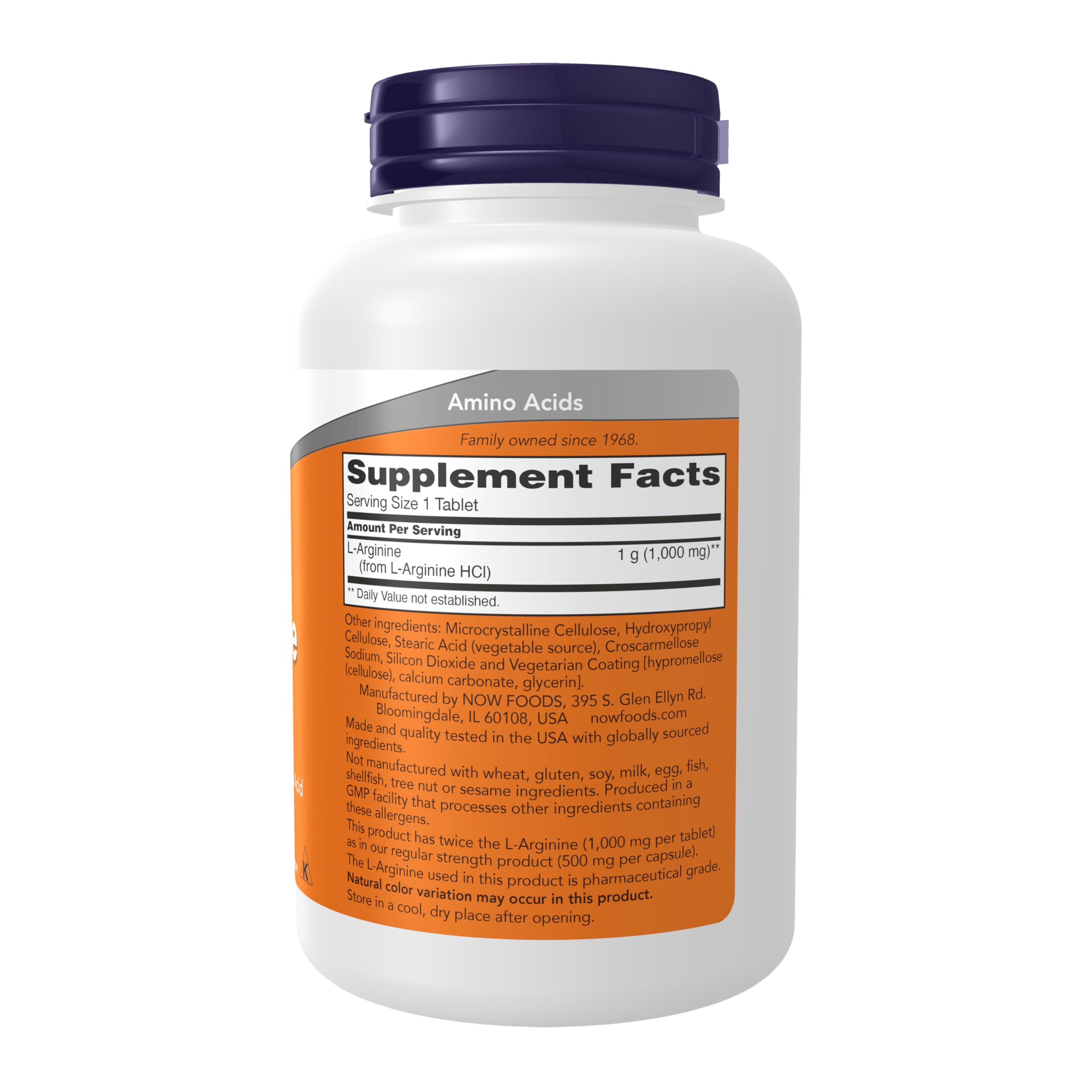 NOW Foods L-Arginine nitric oxide precursor product image highlighting potential vascular support.