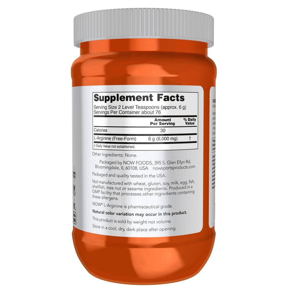 NOW Foods L-Arginine Powder scoop for easy mixing
