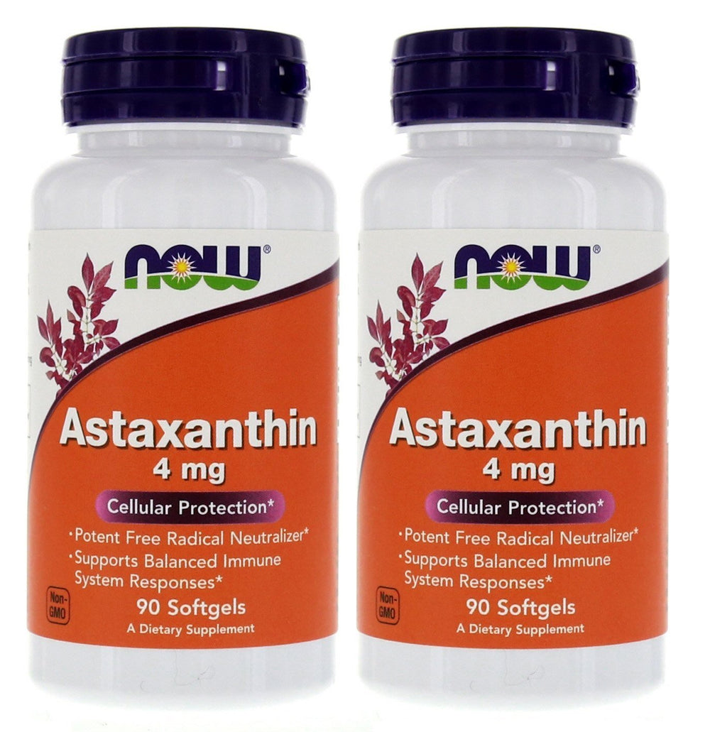 NOW Foods Astaxanthin bottle front shows 4 mg per softgel
