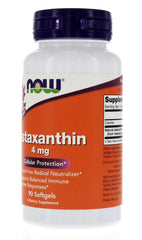 NOW Foods Astaxanthin softgels close-up highlighting smooth capsules