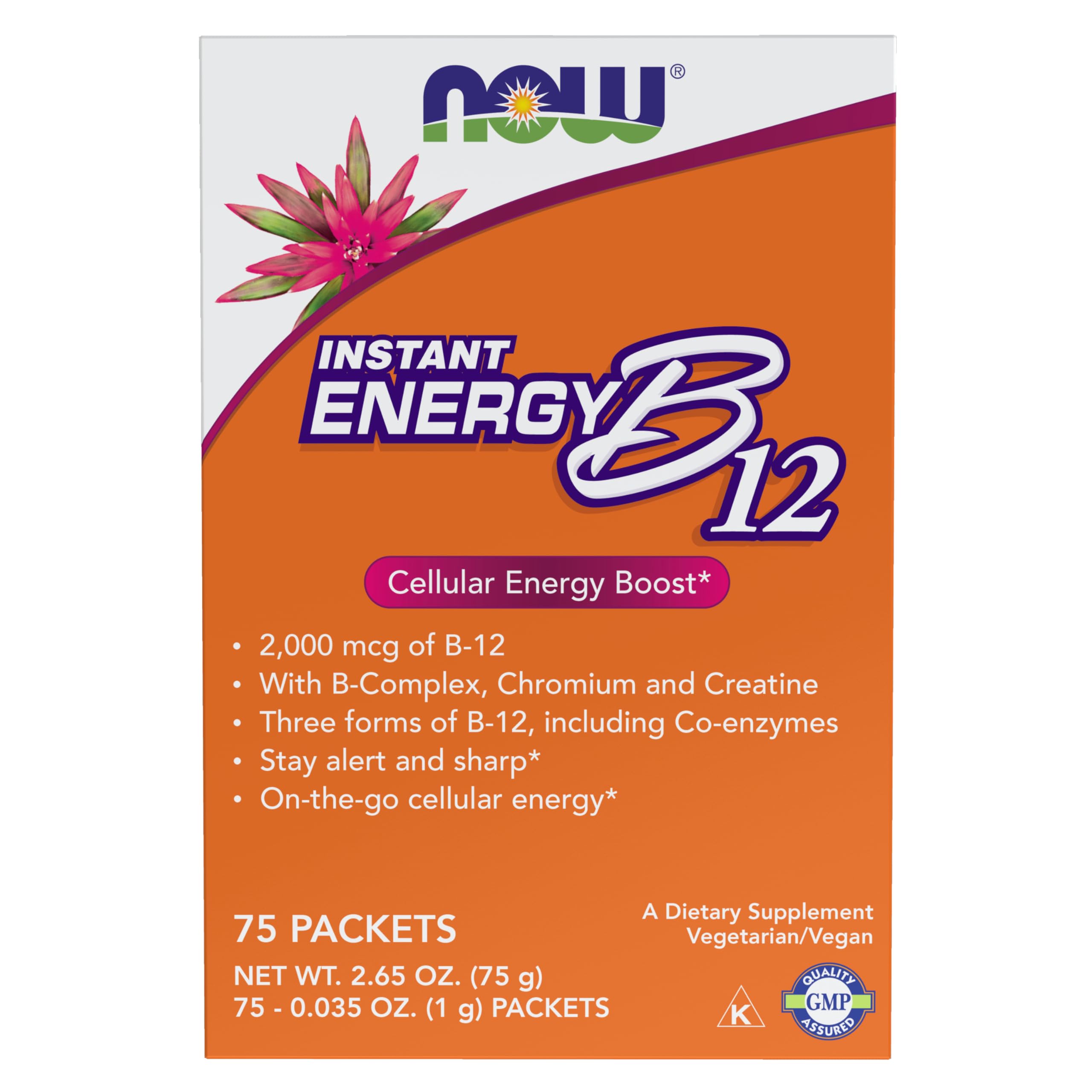 NOW Foods B-12 Instant Energy packet closeup for quick morning boost
