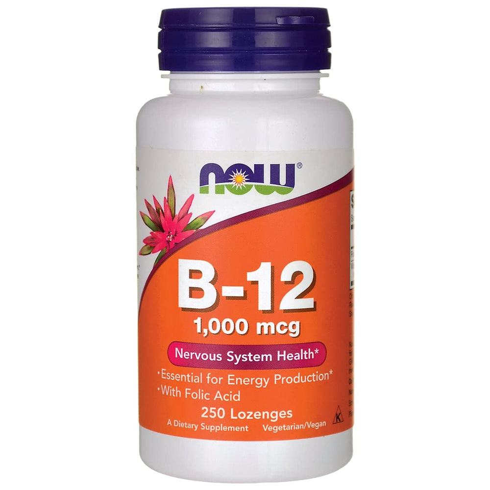 NOW Foods B-12 lozenges bottle, 250 count, promotes nervous system support