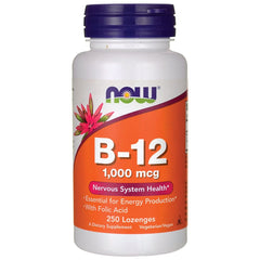 NOW Foods B-12 lozenges bottle, 250 count, promotes nervous system support
