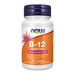 NOW Foods B-12 2000 mcg, frasco de tabletas para uso diario.