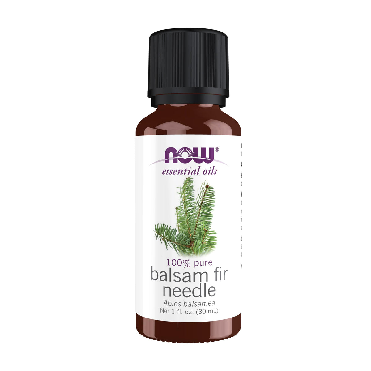 NOW Foods Balsam Fir Needle Oil bottle showing woodsy aroma for diffusers and blends