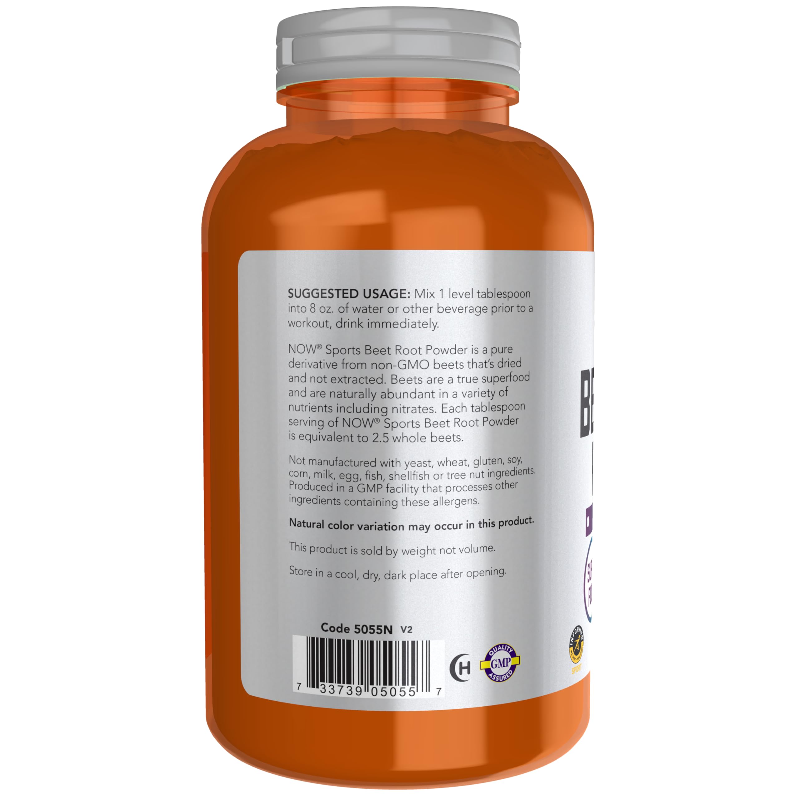 NOW Foods beet root powder dissolving in water, blending smoothly