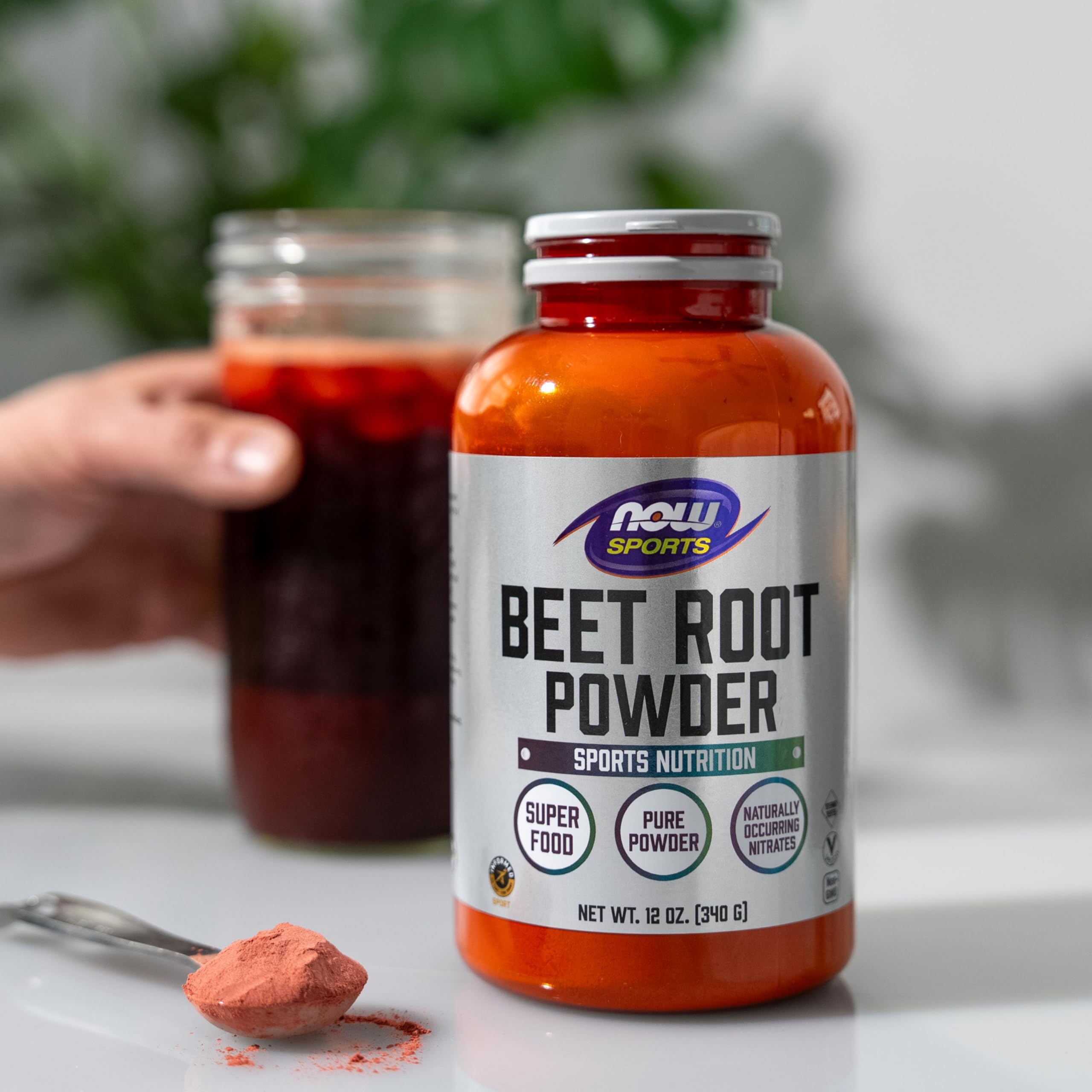 Measured portion of NOW Foods beet root powder for consistent use