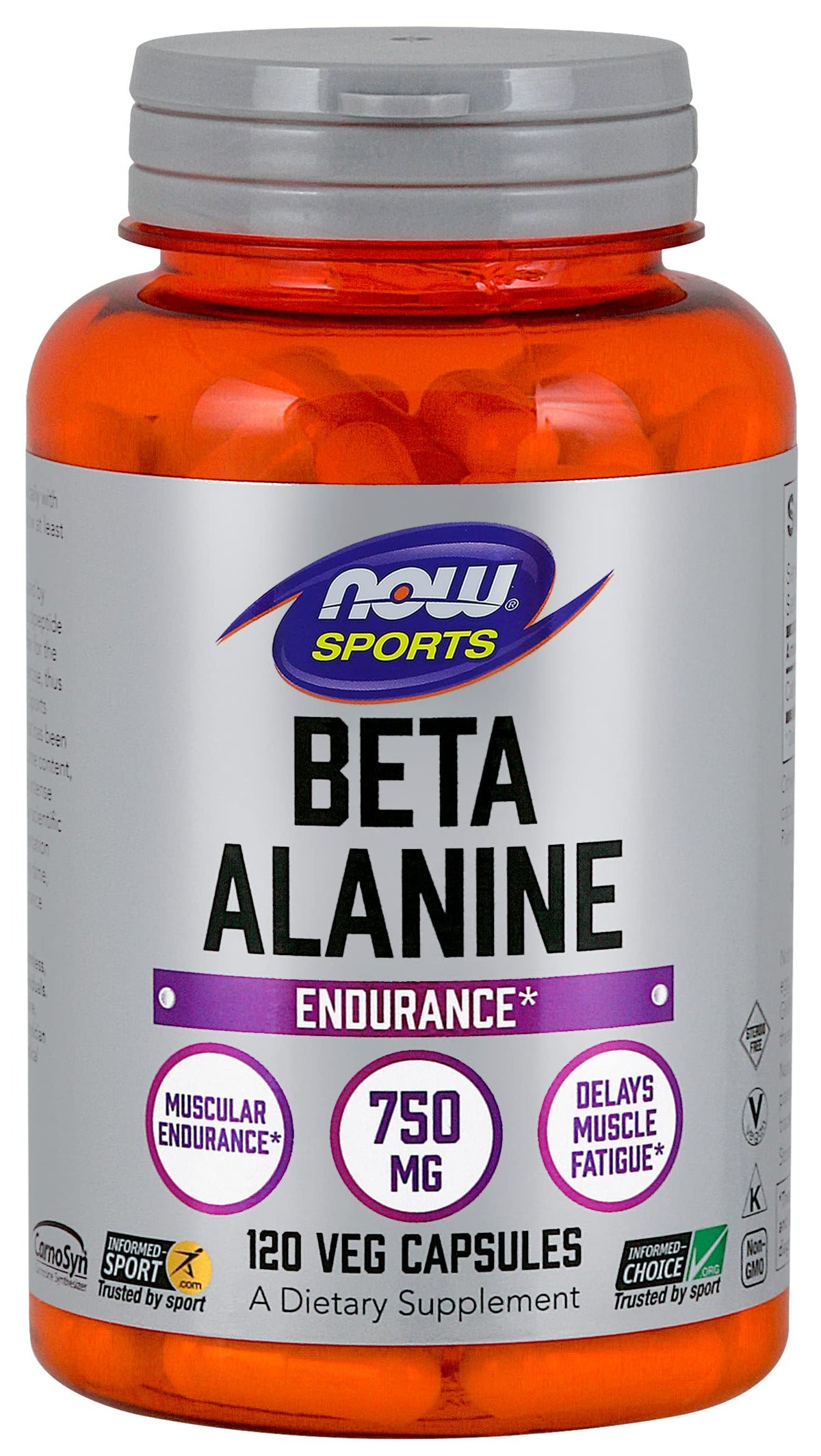 NOW Foods Beta-Alanine bottle for endurance support during training.