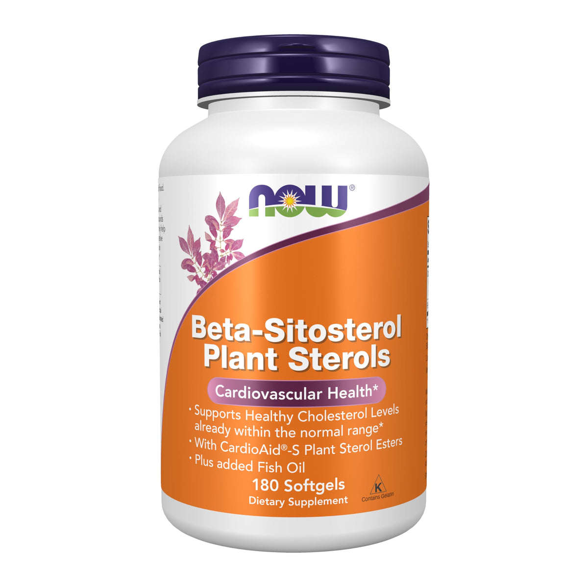 NOW Foods Beta-Sitosterol bottle with CardioAid-S plant sterols and fish oil