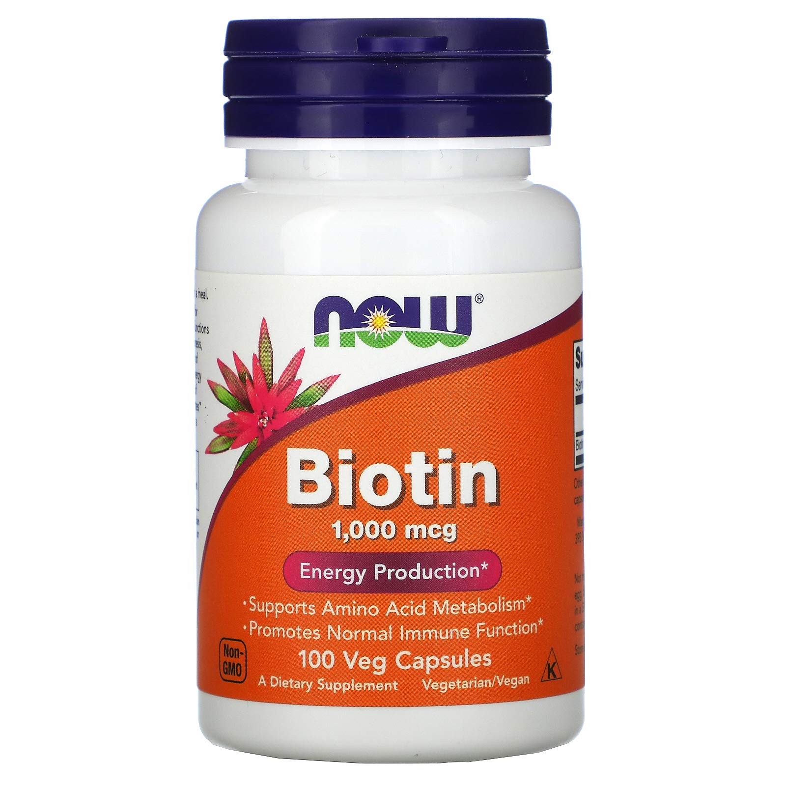 NOW Foods Biotin 1000 mcg bottle front view for daily supplement routine.