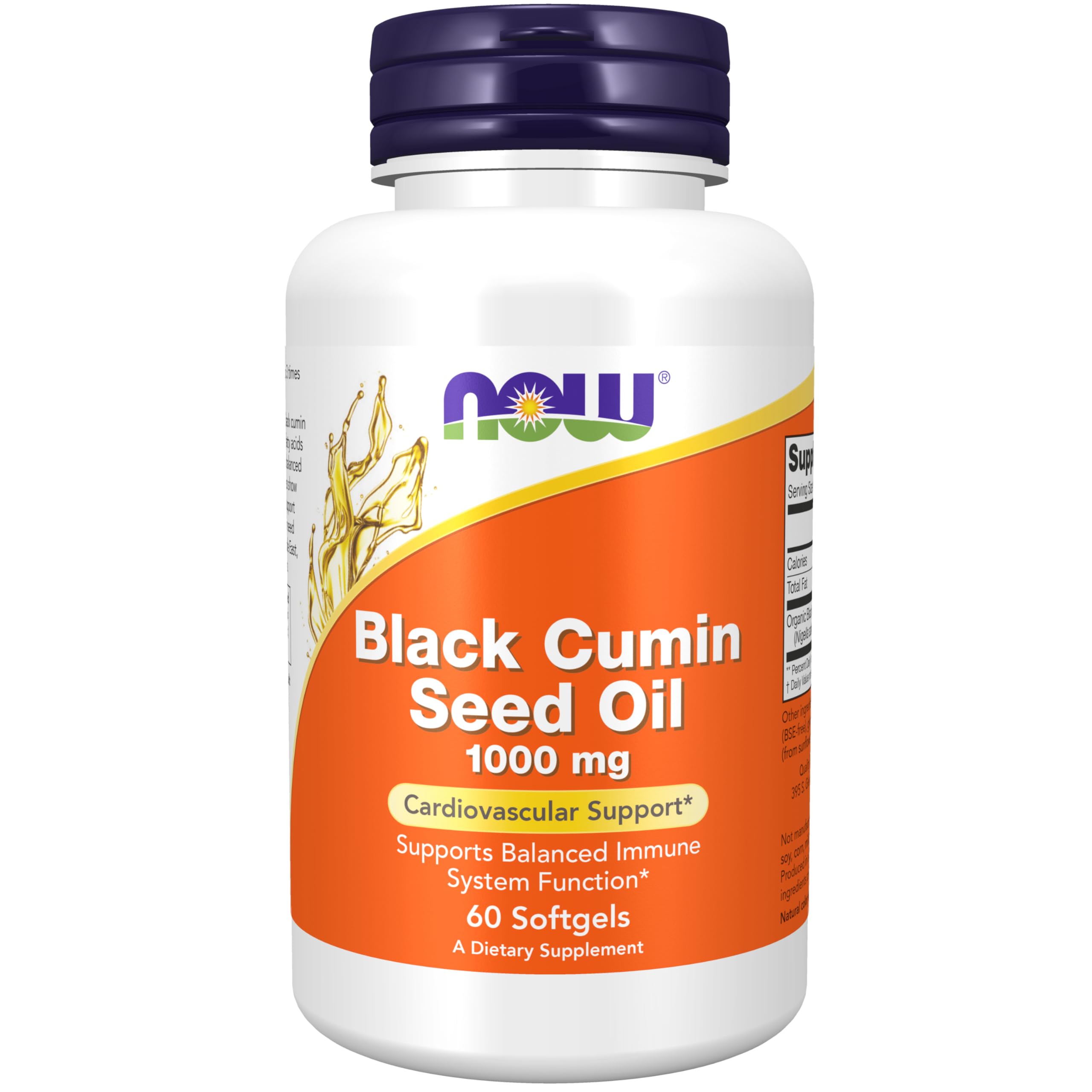 NOW Foods Black Cumin Seed Oil bottle top view for daily use.