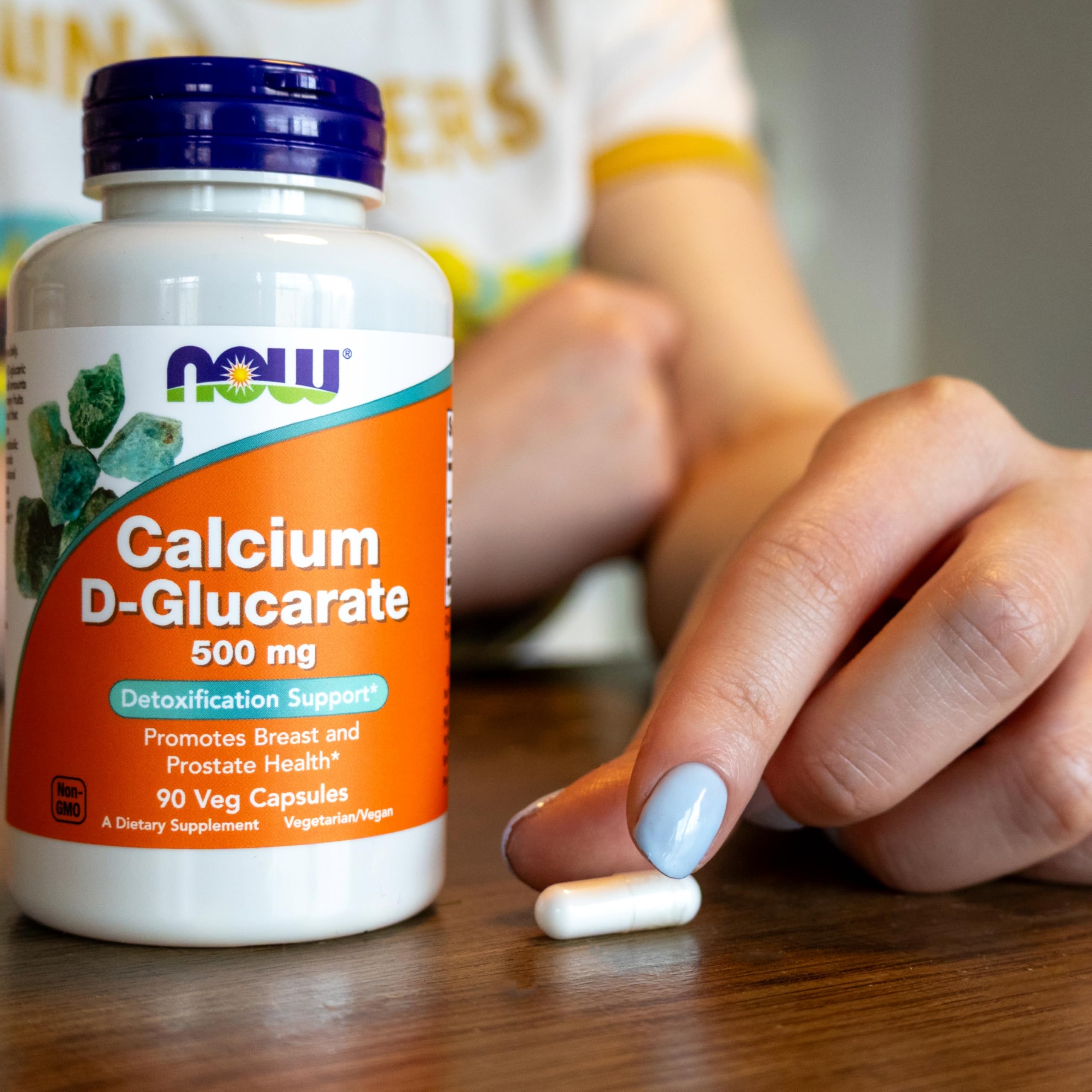 NOW Foods Calcium D-Glucarate 500 mg capsules neatly arranged