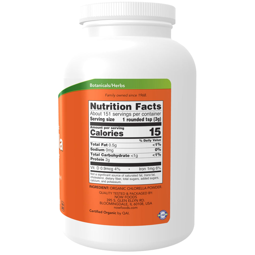 Chlorella powder in glass with water for easy nutrition.