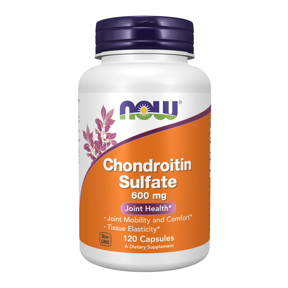 NOW Foods Chondroitin sulfate 600 mg bottle front supports joint mobility and comfort