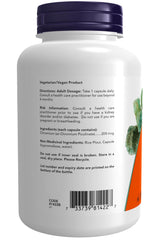 NOW Foods Chromium Picolinate label highlights vegan capsules and gluten-free formulation