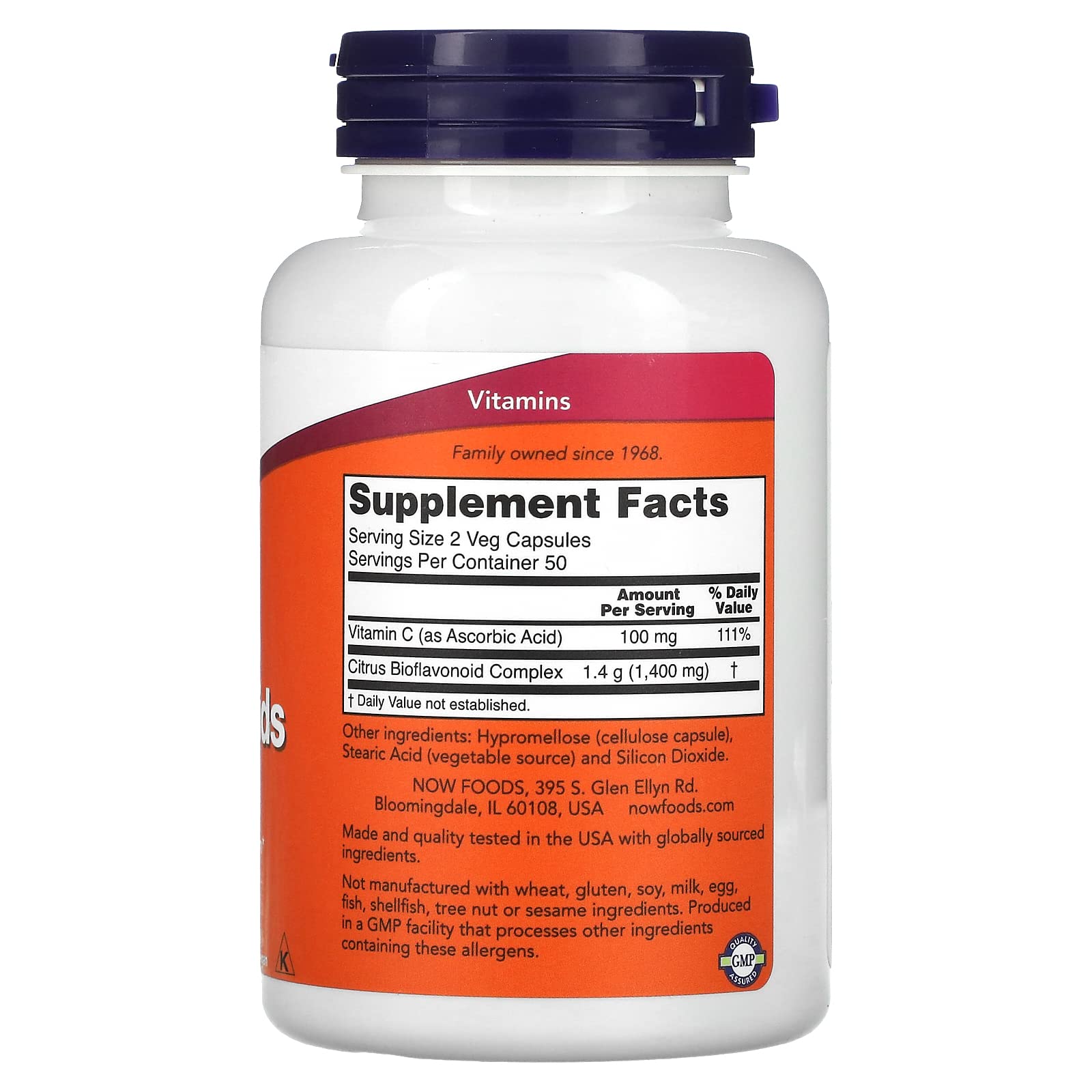 NOW Foods Citrus Bioflavonoids capsules for daily antioxidant routine.