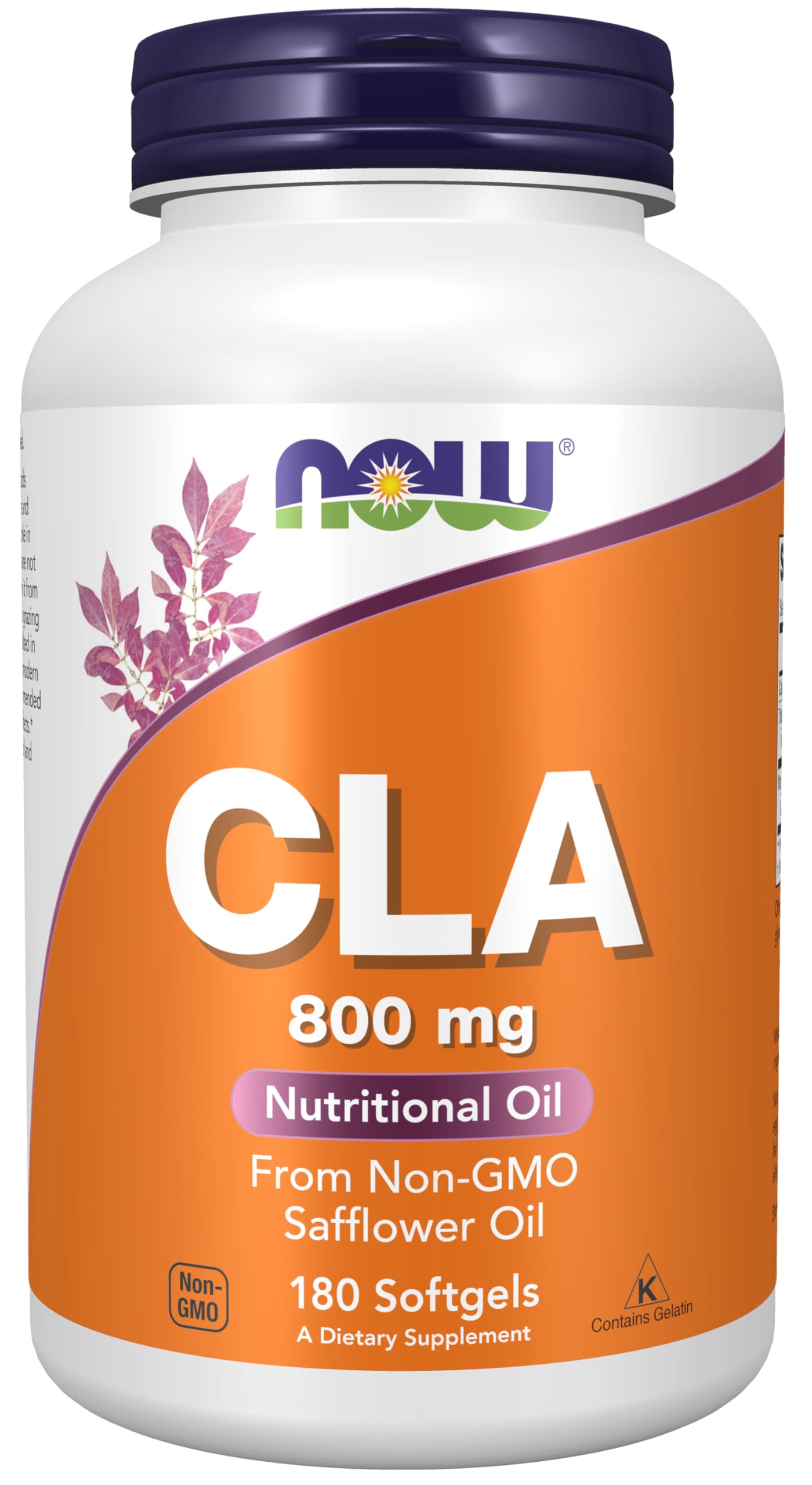 NOW Foods CLA 800 mg softgel bottle for daily supplement