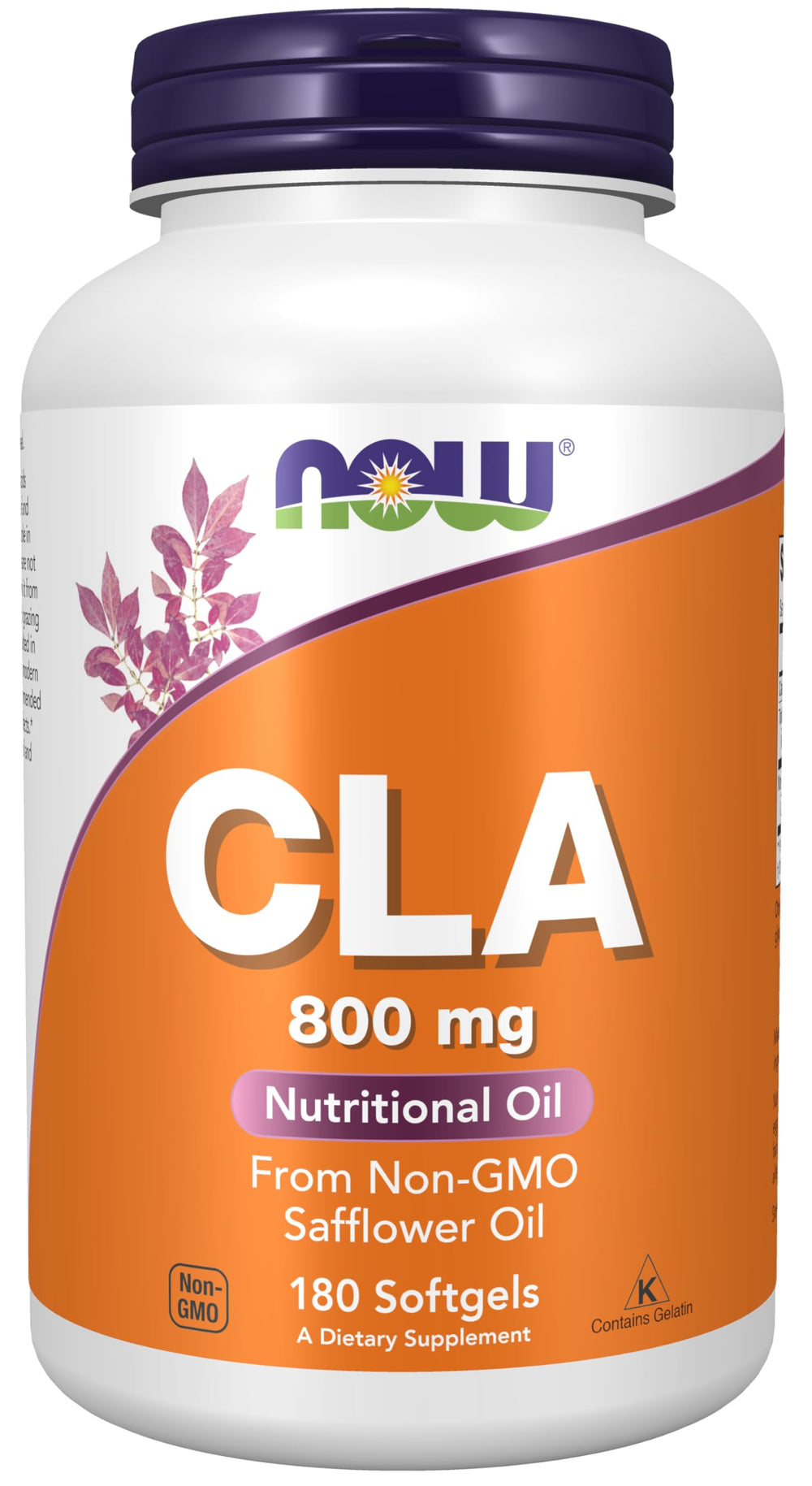 NOW Foods CLA 800 mg softgel bottle for daily supplement