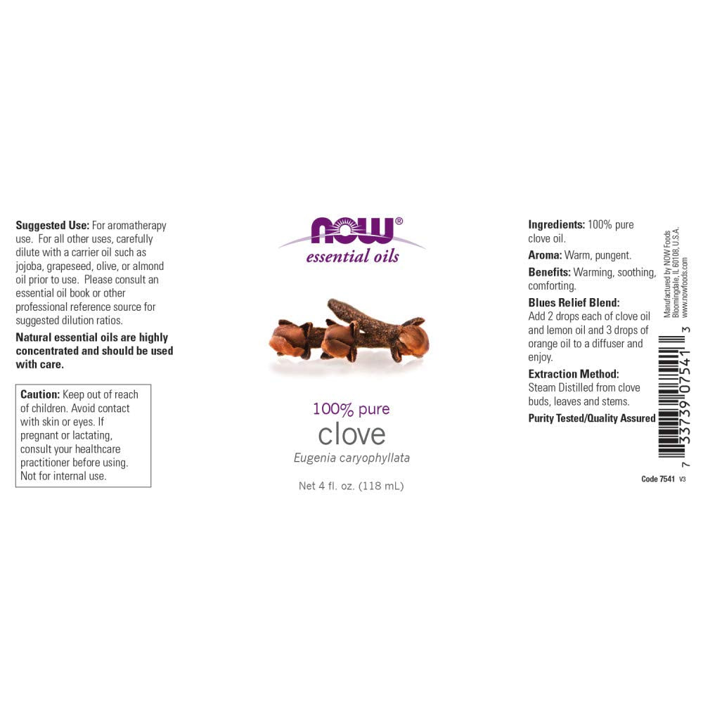 NOW Foods Clove Oil dropper for precise diffusion.