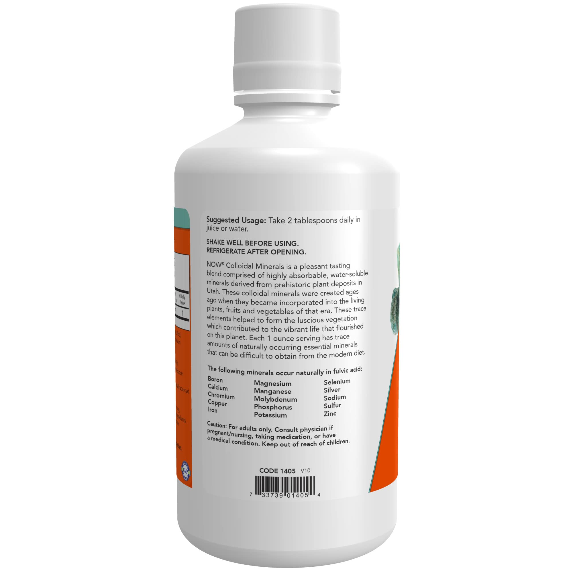 NOW Foods Colloidal Minerals measuring spoon for precise 1 oz serving.