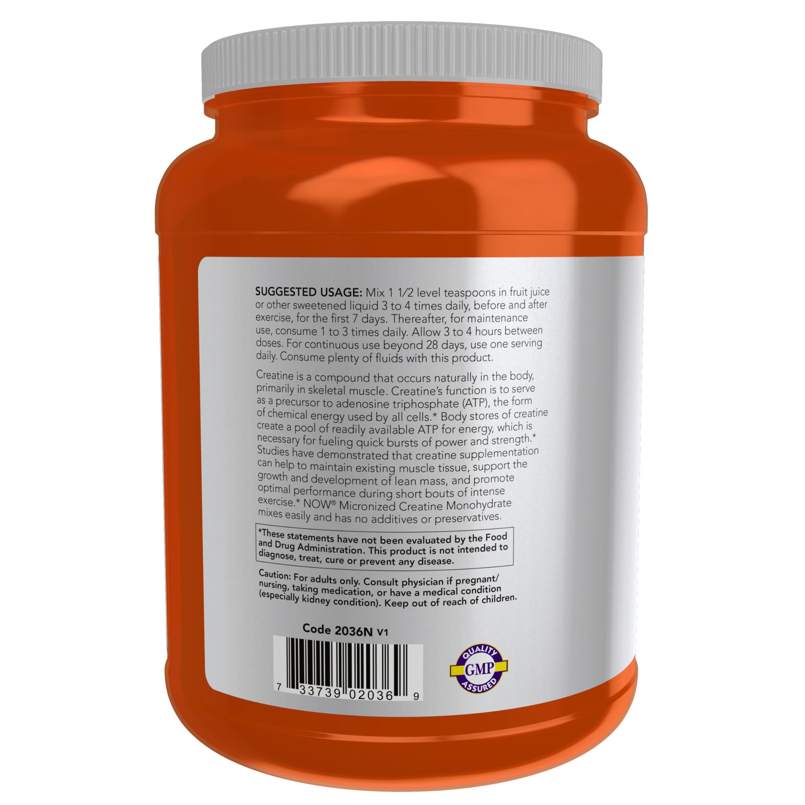 NOW Foods creatine powder scoop showing easy mixing for training sessions