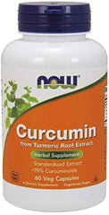 NOW Foods Curcumin Ext 95% bottle front showing high-potency turmeric extract.
