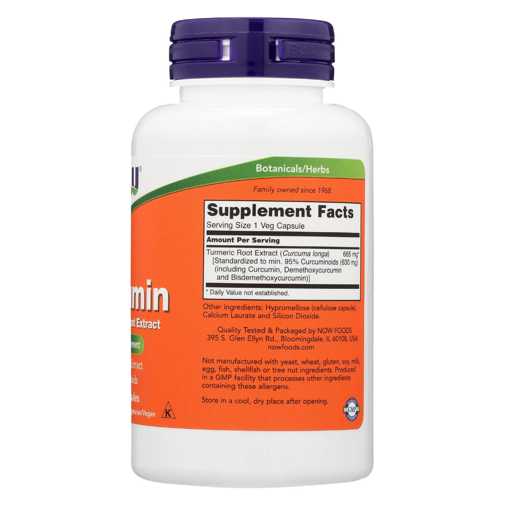 NOW Foods Curcumin Ext 95% capsules in blister pack ready for daily routine.