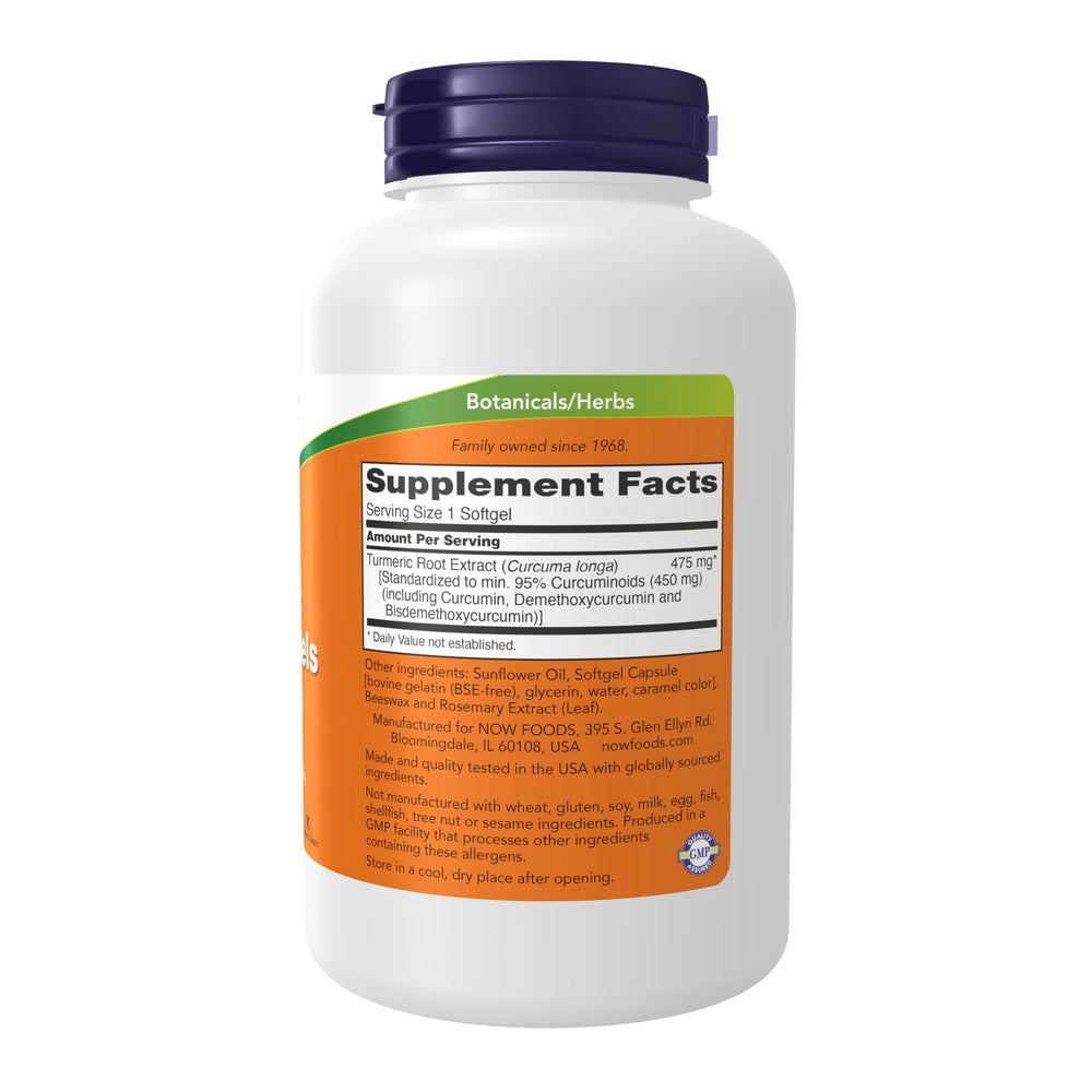 NOW Foods curcuminoids 95% extract capsules highlight potency and solubility