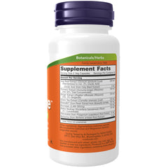 NOW Foods D-Flame capsules close-up highlighting natural herbal capsules.