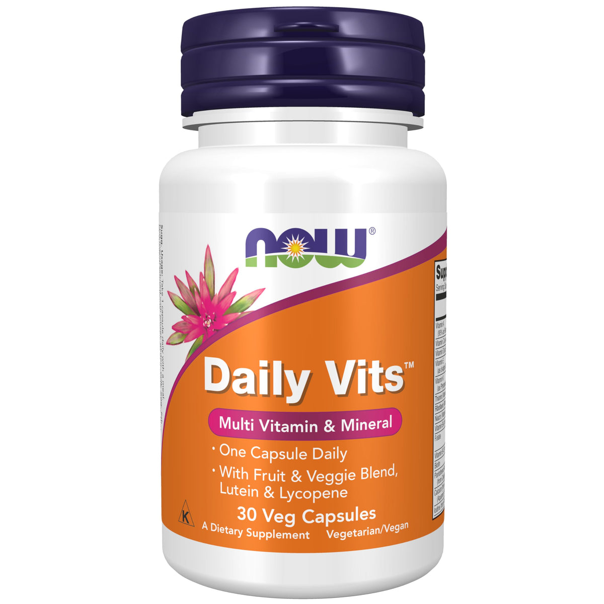 NOW Foods Daily Vits bottle on counter for daily nutrition support