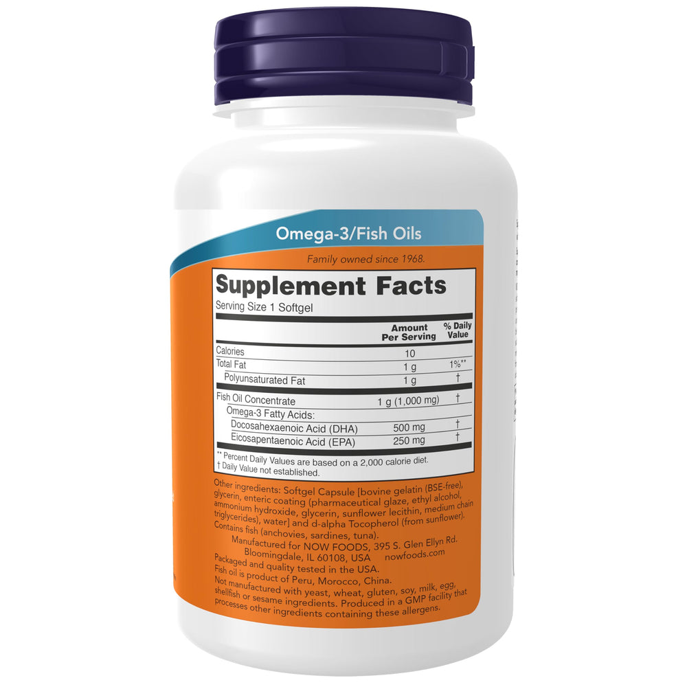 NOW Foods DHA-500 enteric-coated softgel reduces odor and improves tolerance.