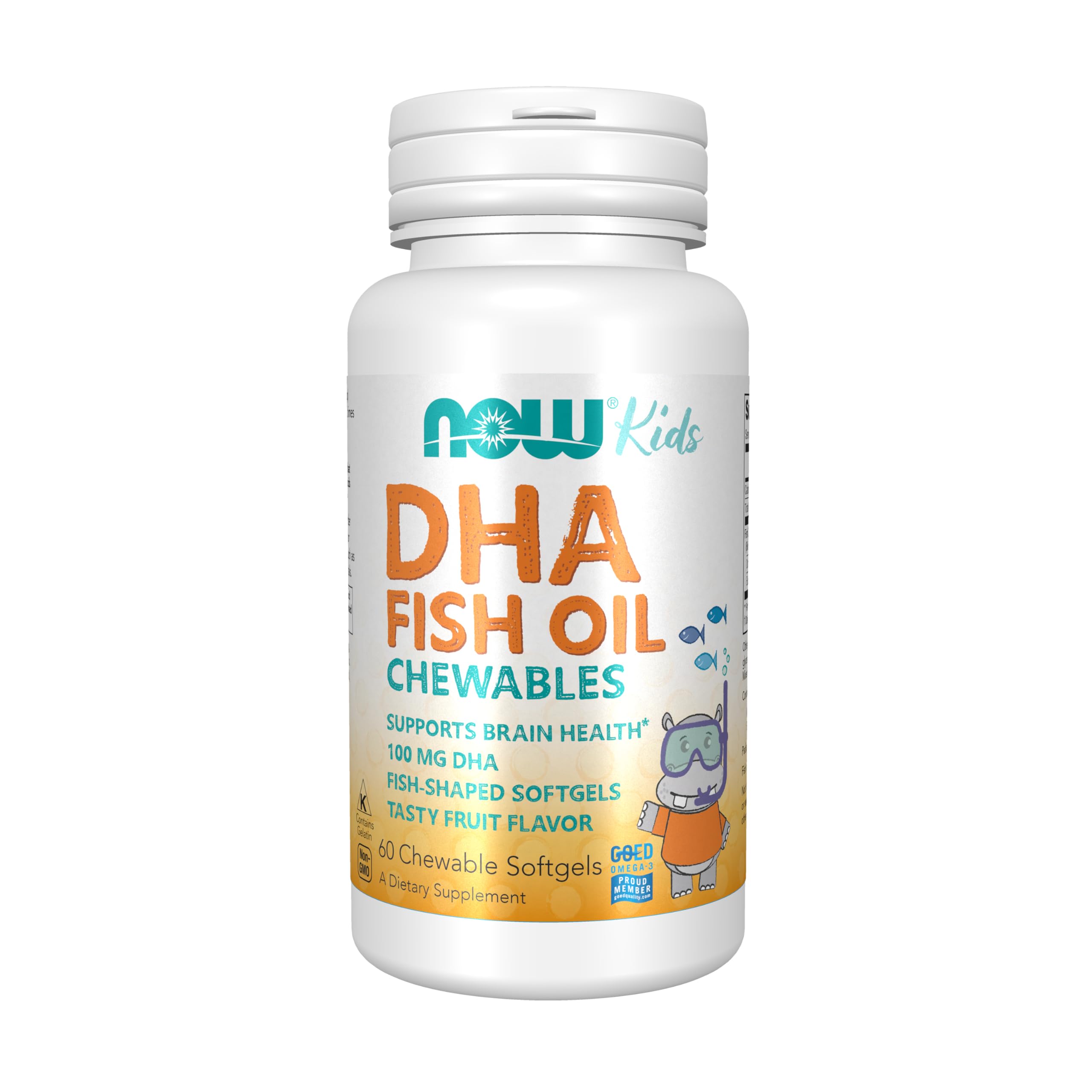 NOW Foods DHA Kids fruit-flavor softgels for easy daily DHA intake.