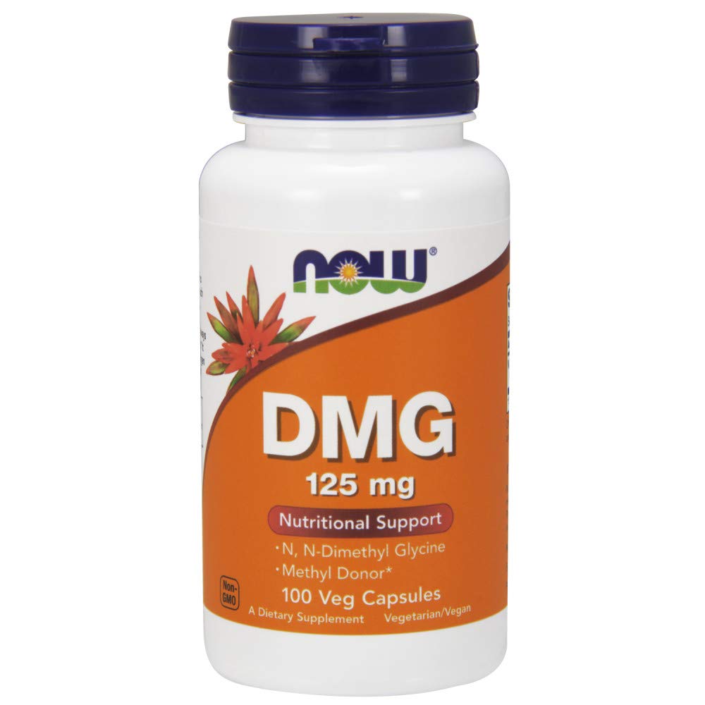 NOW Foods DMG 125 mg bottle front view, ideal for a daily wellness routine.