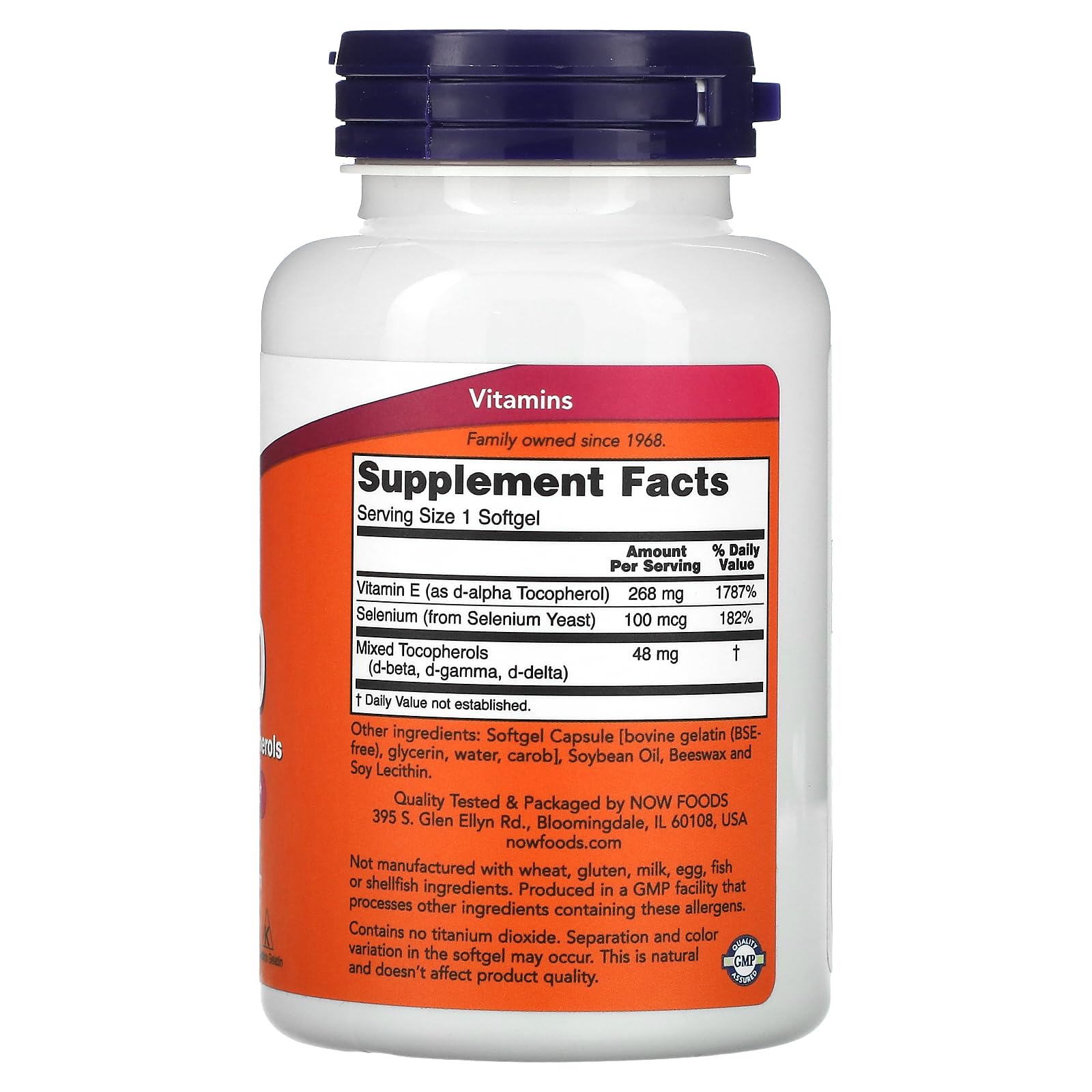 NOW Foods E-400 D-Alpha softgels closeup for convenient daily supplement