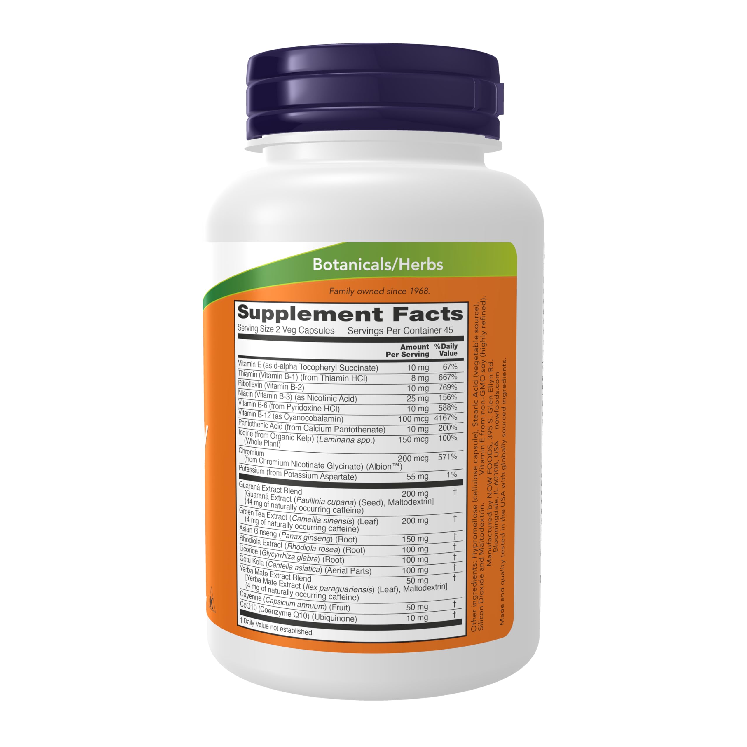 NOW Foods Energy capsules close-up for convenient daily energy support
