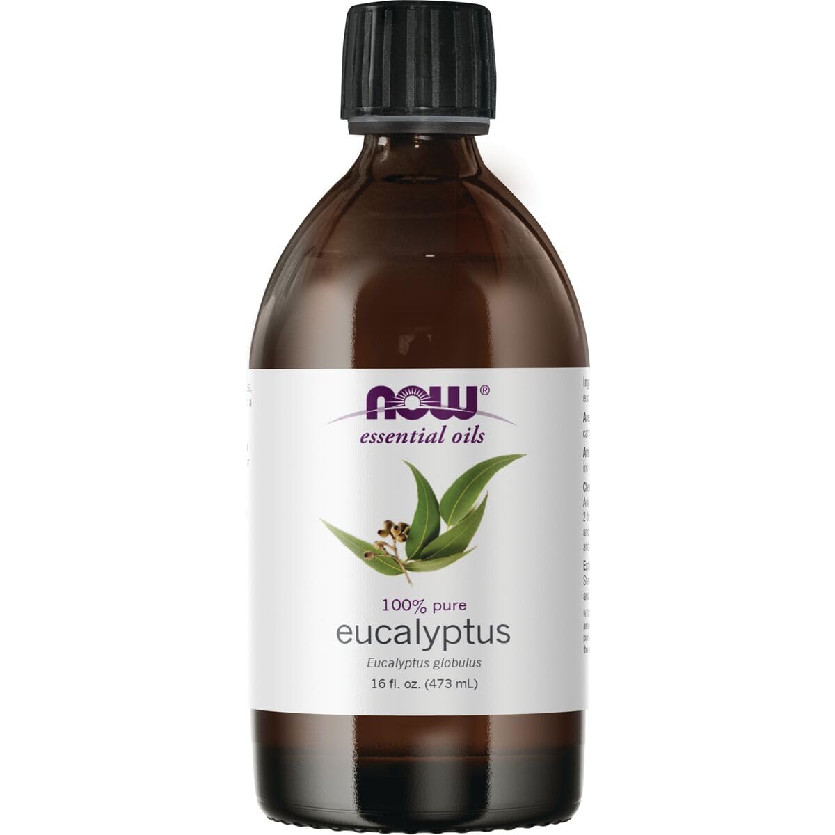 NOW Foods Eucalyptus Oil bottle with pure aroma for diffusers and blends.