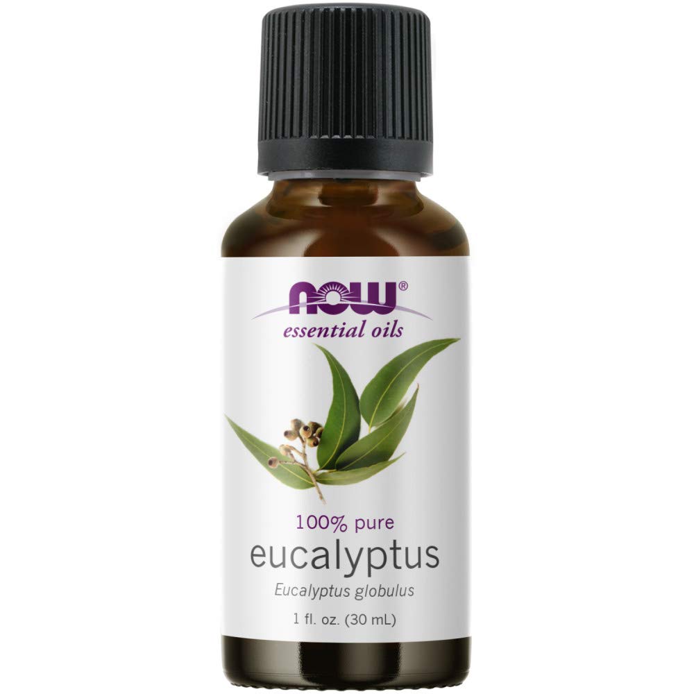 NOW Foods eucalyptus essential oil bottle ideal for fresh diffuser blends