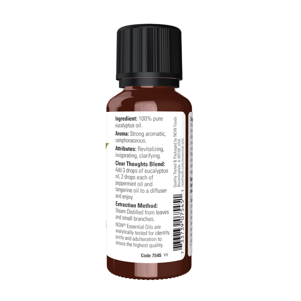 NOW Foods eucalyptus oil in diffuser reveals a revitalizing scent.