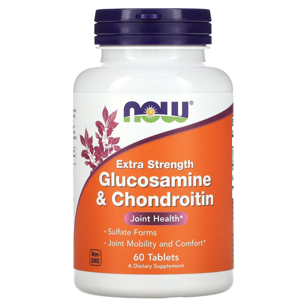 NOW Foods glucosamine and chondroitin bottle supports joint mobility and comfort.
