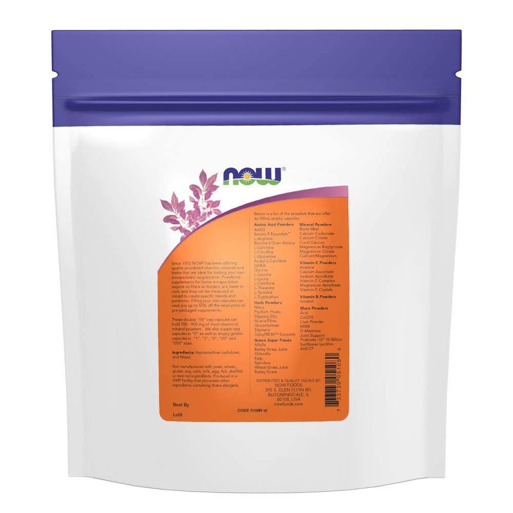 NOW Foods filled-by-weight veg capsules enable precise dosing