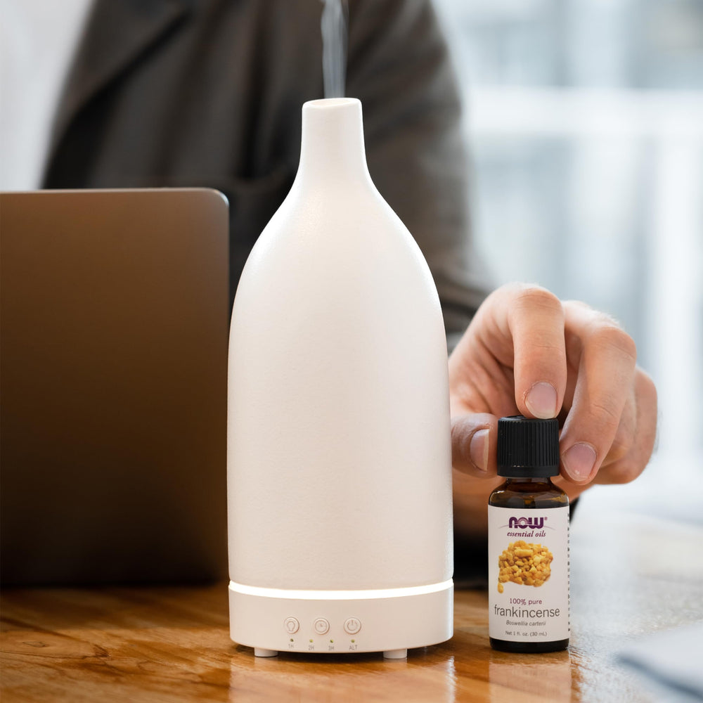 NOW Foods Frankincense Oil pure essence signals high-quality aromatherapy material.