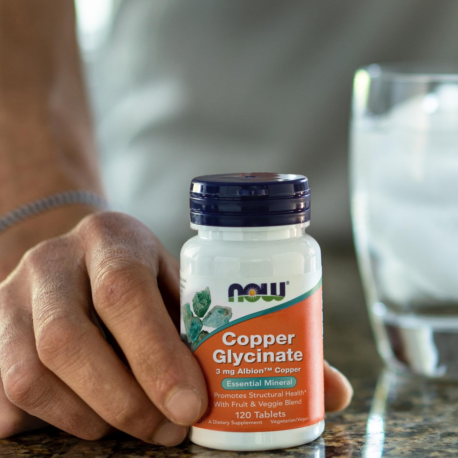 NOW Foods fruit and veggie blend visual indicates plant-based support in the formula.
