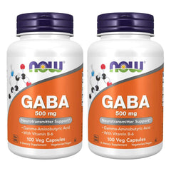 NOW Foods GABA 500mg bottle front view for daily calm support.
