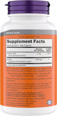 NOW Foods GABA 500 mg capsules close-up highlights vegan stress relief option.