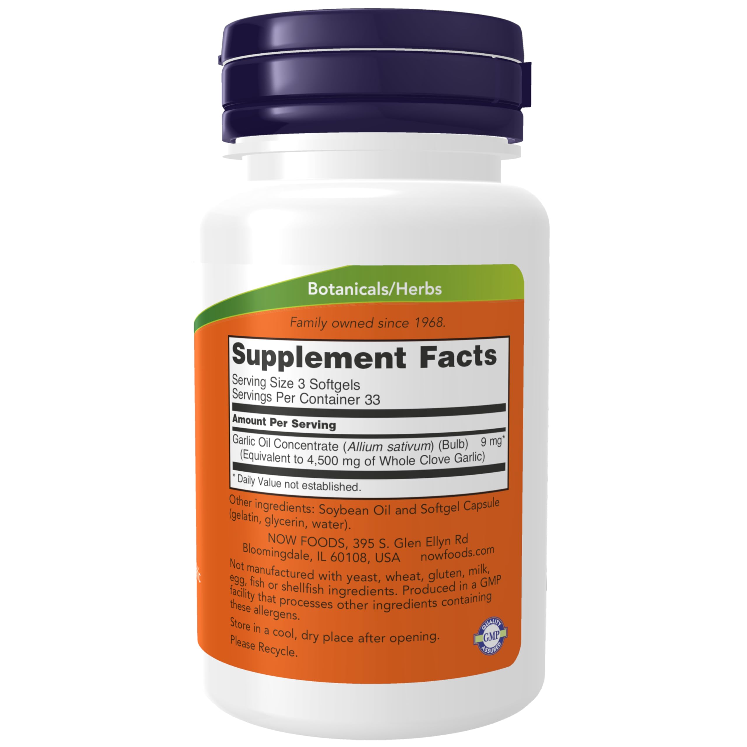 NOW Foods Garlic Oil softgels close-up, ready to support daily routines