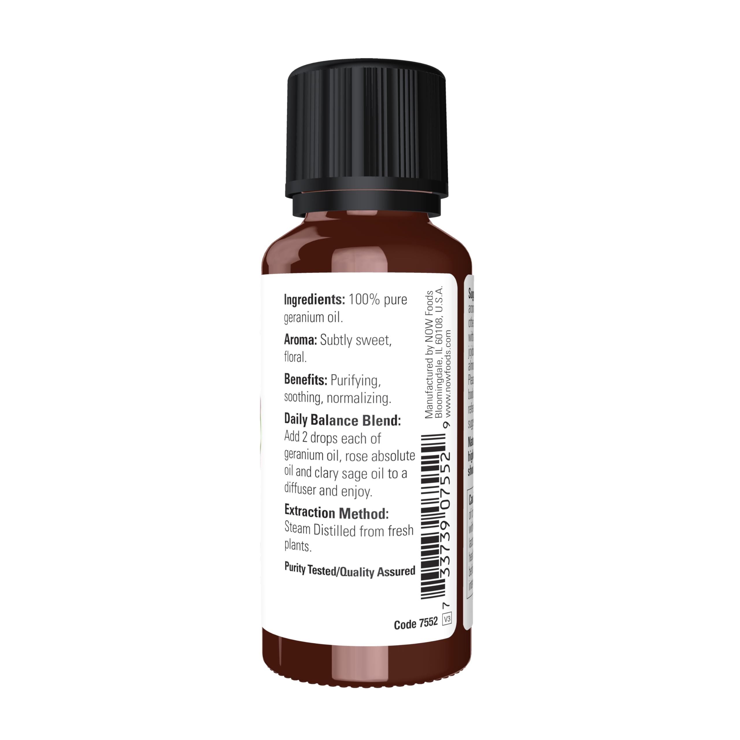 NOW Foods Geranium oil diffuser scene creates a calming, purified room atmosphere.